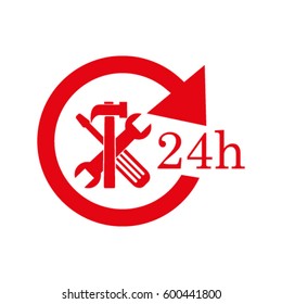 24 hours customer service, vector icon