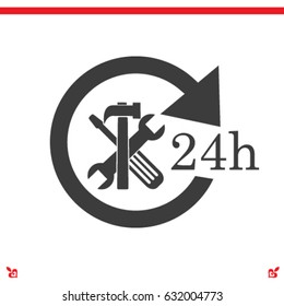24 hours customer service, vector icon