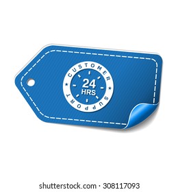 24 Hours Customer Support Blue Vector Icon