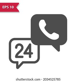 24 Hours Customer Support - Call Center Icon. Professional, pixel perfect icon, EPS 10 format.