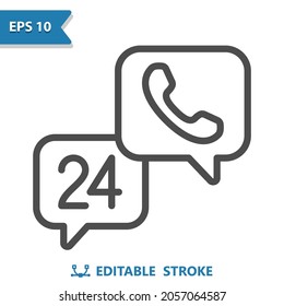 24 Hours Customer Support - Call Center Icon. Professional, pixel perfect icon, EPS 10 format.