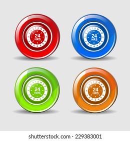 24 Hours Customer Support Colorful Vector Icon