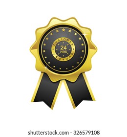 24 Hours Customer Support golden Vector Icon