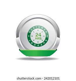 24 Hours Customer Support Green Vector Icon