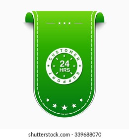 24 Hours Customer Support Green Vector Icon