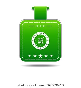 24 Hours Customer Support Green Vector Icon