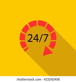 24 hours customer support service icon, flat style