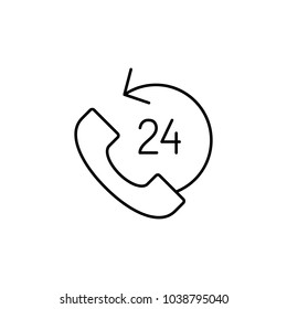 24 hours customer support symbol line vector black icon