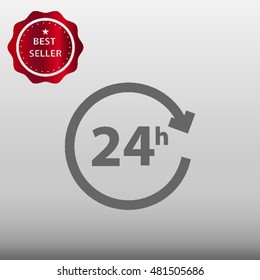 24 Hours Customer Support Symbol Vector Icon Illustration