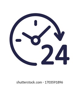 24 hours dark colored vector line icon