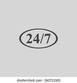 24 hours a day and 7 days a week vector icon 