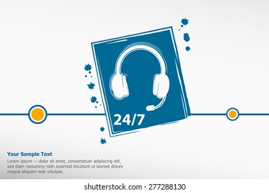 24 hours a day and 7 days a week icon, vector illustration. Flat design style