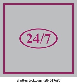 24 hours a day and 7 days a week vector icon 