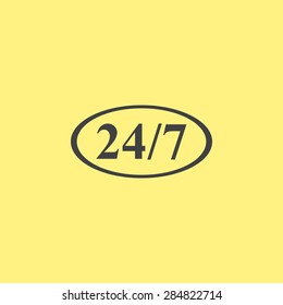 24 hours a day and 7 days a week vector icon 