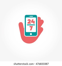 24 hours day and 7 days week icon