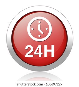 24 hours a day icon isolated on white background