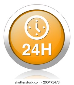 24 hours a day icon isolated on white background