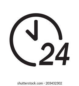 24 hours a day icon or sign isolated on white background. Round the clock support symbol. Vector illustration.