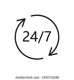 Icono de 24 horas al día. Firma del servicio de soporte. Concepto de ayuda. Vector aislado en blanco