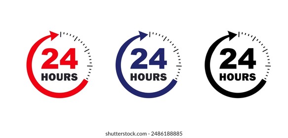 24 horas en un icono de día. insignia de 24 horas. símbolo de todo el día para negocios, ventas, servicio.