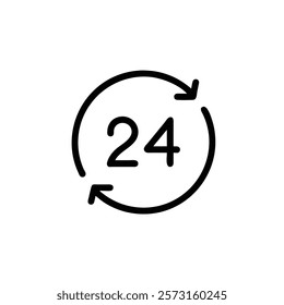 24 hours day icon vector silhouette