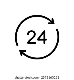 24 hours day icon vector silhouette