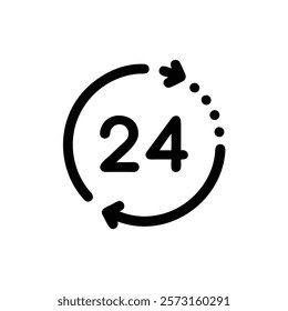 24 hours day icon vector silhouette