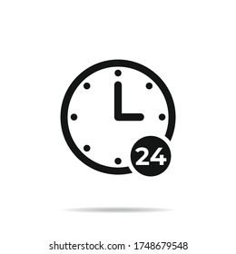 24 hours a day icon.24 hour service concept.Clock vector illustration