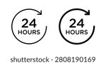 24 Hours a day service icon thin pictogram group.