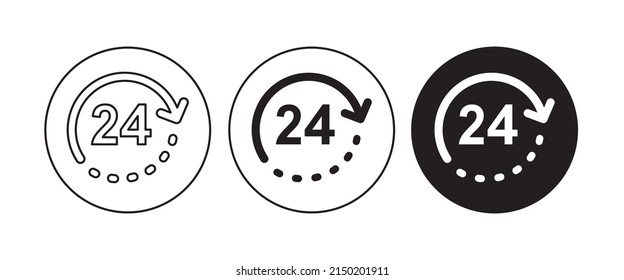24 Hours a day service icon, All day cyclic sign, symbol, logo, illustration, editable stroke, flat design style isolated on white
