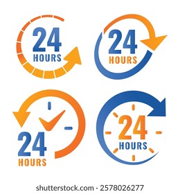 24 Hours a Day Service Vector Illustration