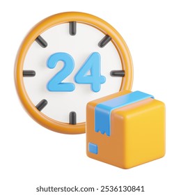 24 hours delivery 3d icon design. 3d illustration of 24 hours delivery