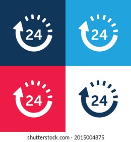 24 horas Entrega conjunto de iconos azul y rojo de cuatro colores mínimo