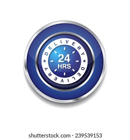 24 Hours Delivery Blue Vector Icon Button