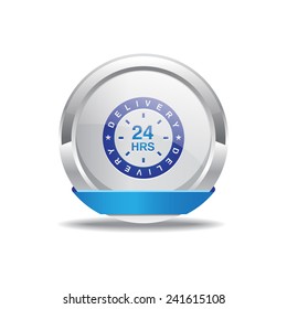 24 Hours Delivery Blue Vector Icon Button