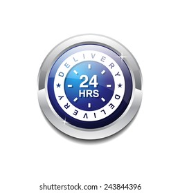 24 Hours Delivery Blue Vector Icon Button