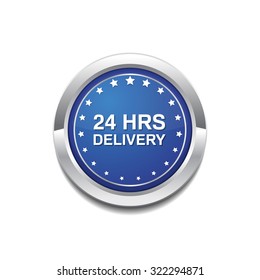 24 Hours Delivery Blue Vector Icon Button