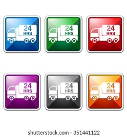 24 Hours Delivery Colorful Vector Icon Button