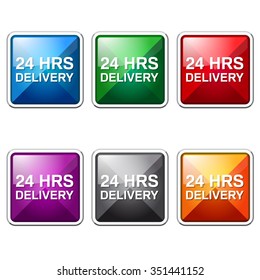 24 Hours Delivery Colorful Vector Icon Button