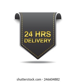 24 Hours Delivery golden Vector Icon Design