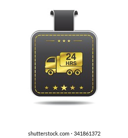 24 Hours Delivery golden Vector Icon Design