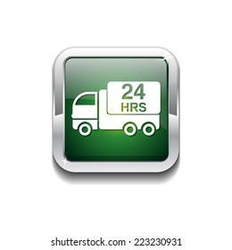 24 Hours Delivery Green Vector Icon Button