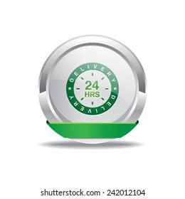 24 Hours Delivery Green Vector Icon Button