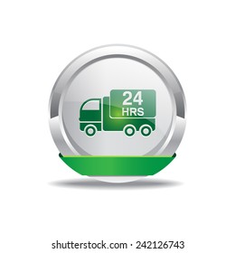 24 Hours Delivery Green Vector Icon Button