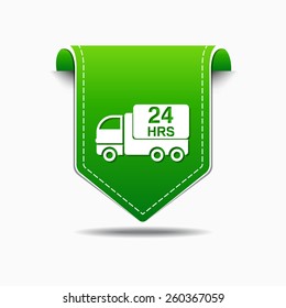 24 Hours Delivery Green Vector Icon Design