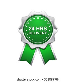24 Hours Delivery Green Vector Icon Design