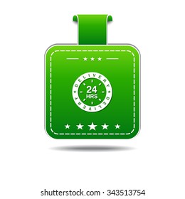 24 Hours Delivery Green Vector Icon Design