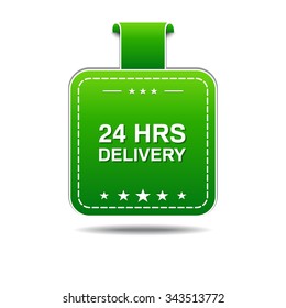 24 Hours Delivery Green Vector Icon Design