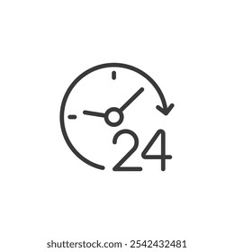 24 hours delivery, icon in line design. 24-hours, delivery, express, shipping, fast, service, quick on white background vector. 24 hours delivery editable stroke icon