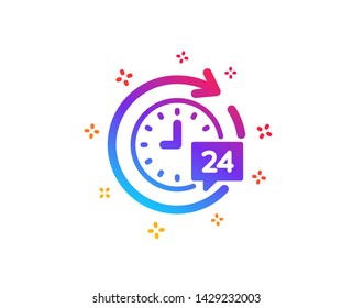 24 hours delivery icon. Time or stopwatch sign. Dynamic shapes. Gradient design 24h delivery icon. Classic style. Vector